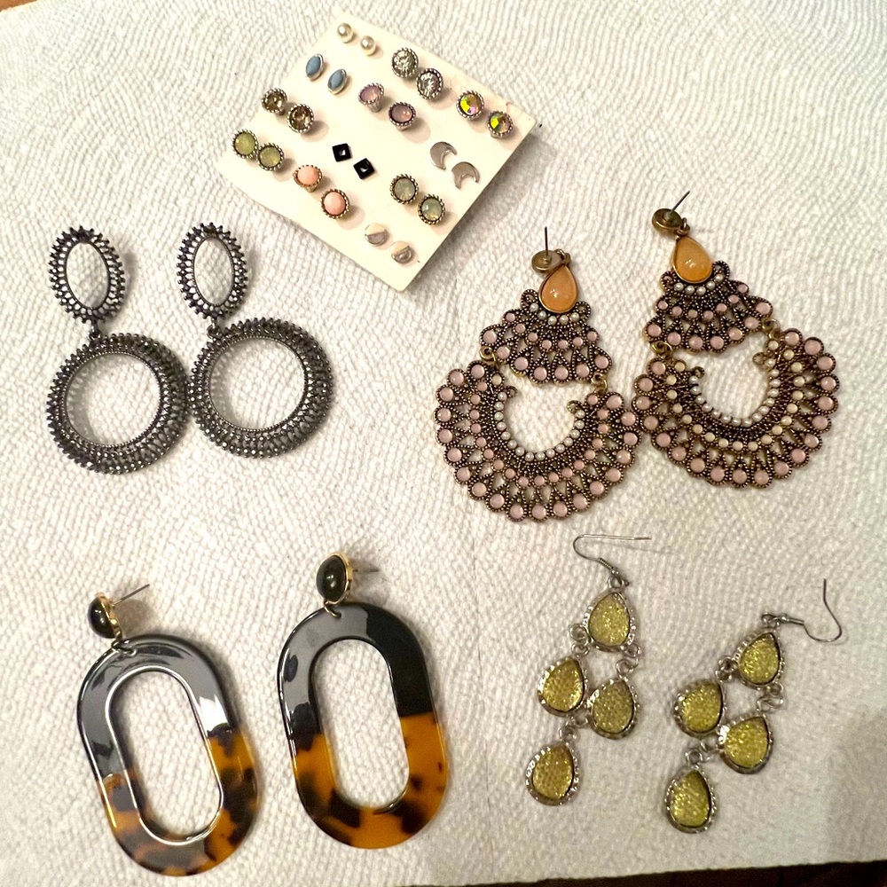 5 different  earrings ( 4 kind of fancy + 1pack (12 small earrings))